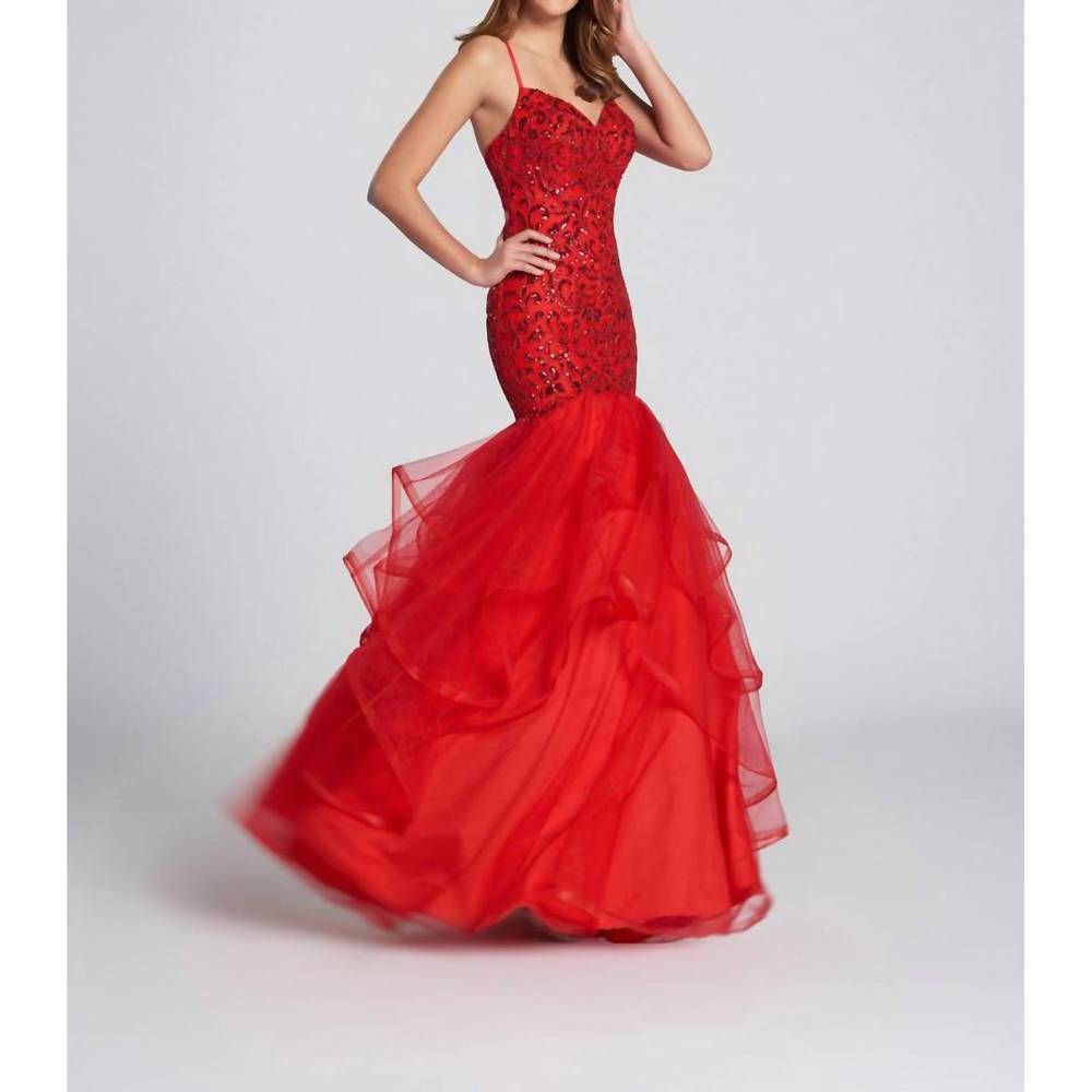 NEW ELLIE WILDE women's prom dress in red